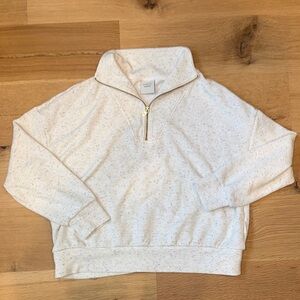 Varley Hadley double soft Cream gray Speckled Half Zip Pullover sweatshirt large